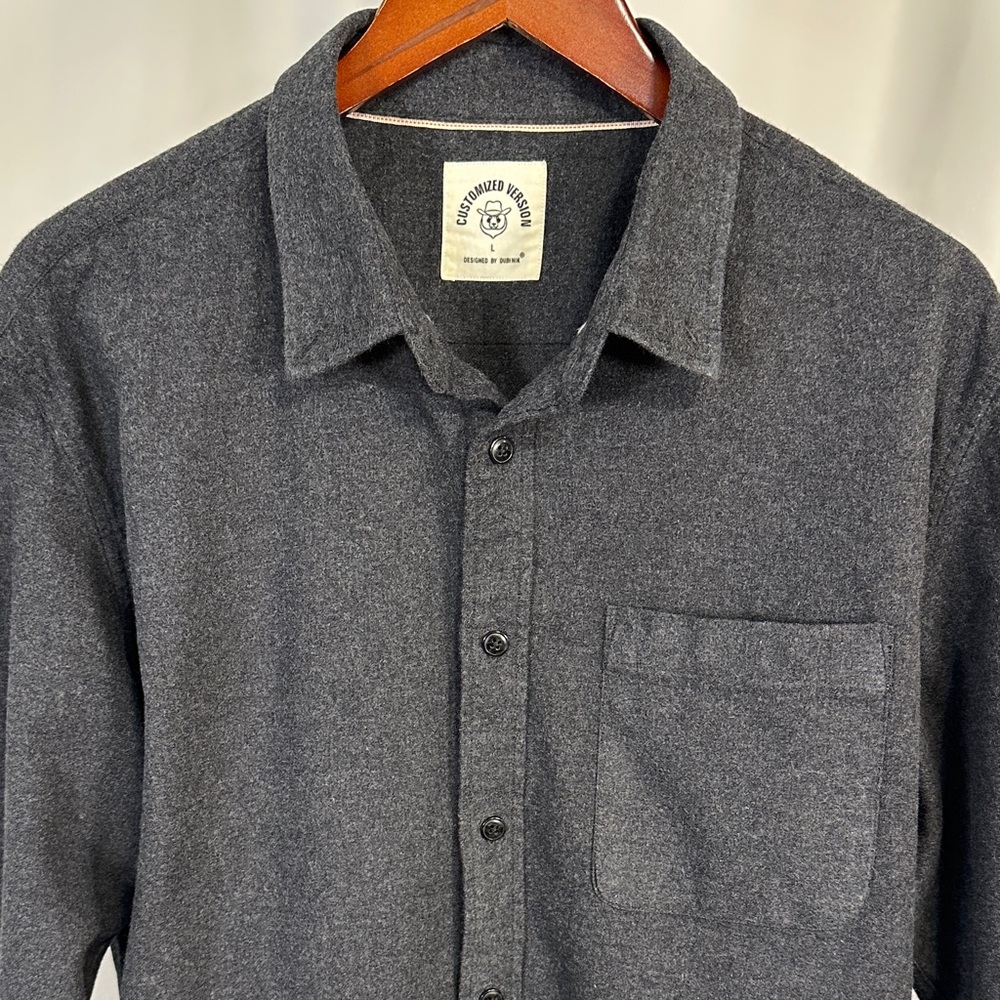 Men's Flannel Casual Dark Charcoal Button-Down Shirt - Unbranded - Picture 2 of 10